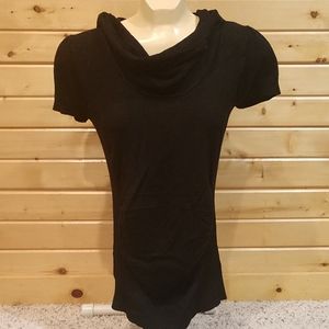 NWT One A black cowl short sleeve ruched small